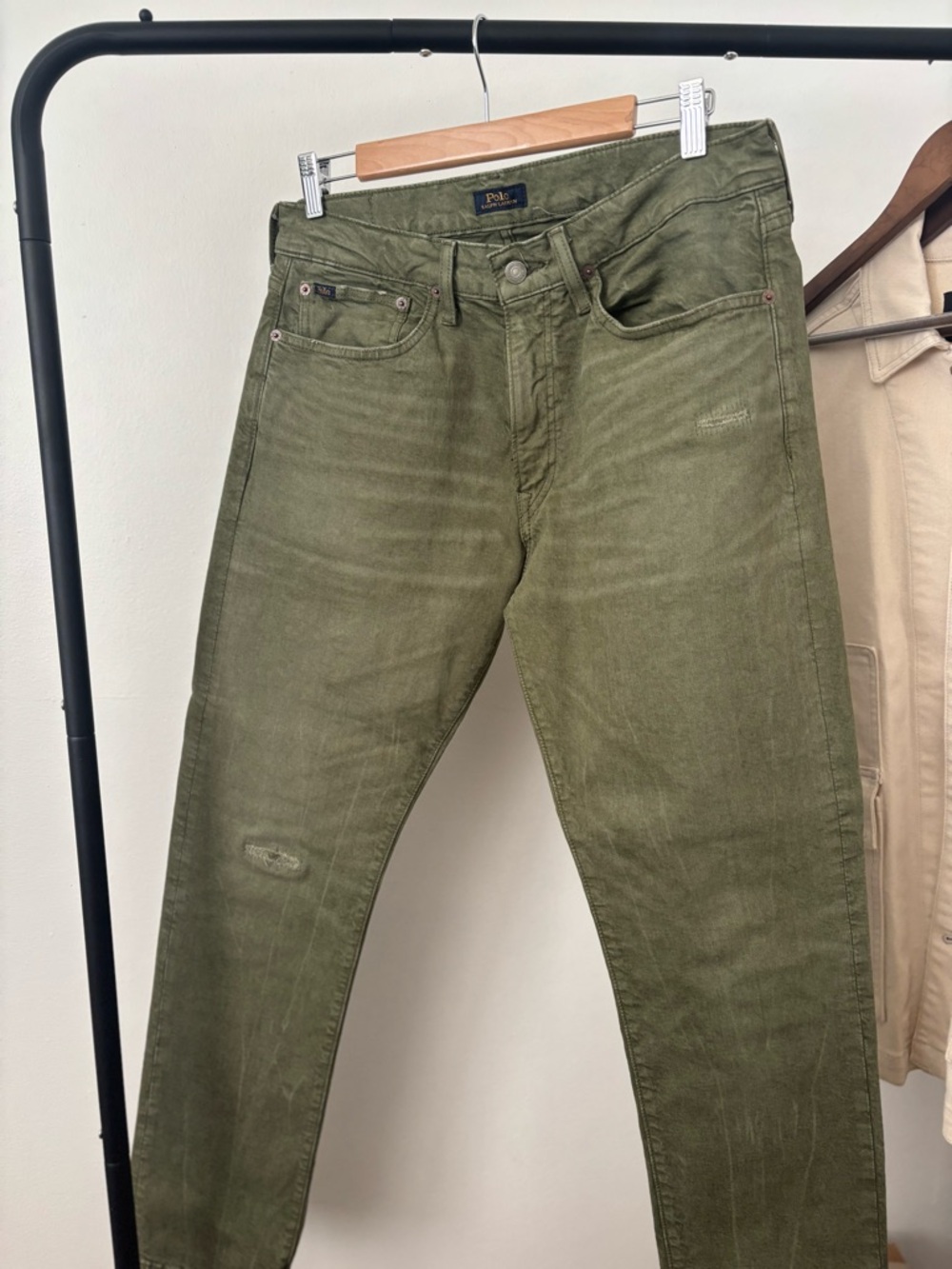 Polo Ralph Lauren Distressed Olive Green Jeans - Picture 2 of 5